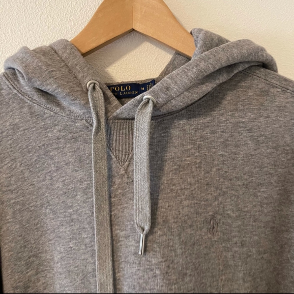 Polo Ralph Lauren Gray Hoodie Extra Large 3”Embroidered Brand on Hood-Medium